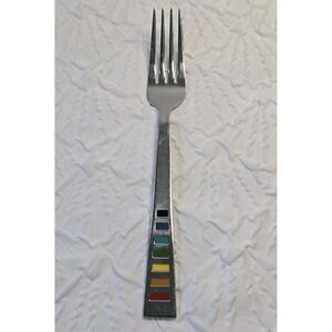 1 Fiestaware Celebrations Rainbow Inlay Dinner Fork Flatware Stainless Steel